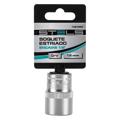 Soquete Estriado 18 Mm Encaixe 1/2 Stels Cromo Vanádio