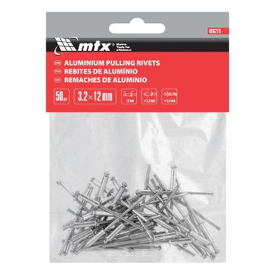 Rebite De Repuxo Mtx 3,2 X 12 mm 50 Peças Alumínio