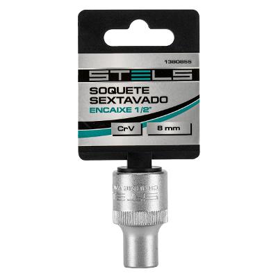 Soquete Sextavado 8 mm Encaixe 1/2 Polegada Stels