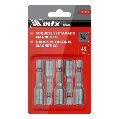 Soquete Magnético Parafusadeira 1/4 45 mm 5 Peças Mtx