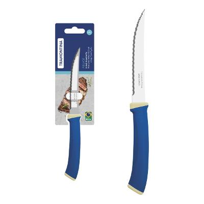 Faca Para Churrasco Tramontina Felice 5 Aço Inox Azul