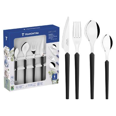 Faqueiro 24 Peças Tramontina Obelline Aço Inox Preto