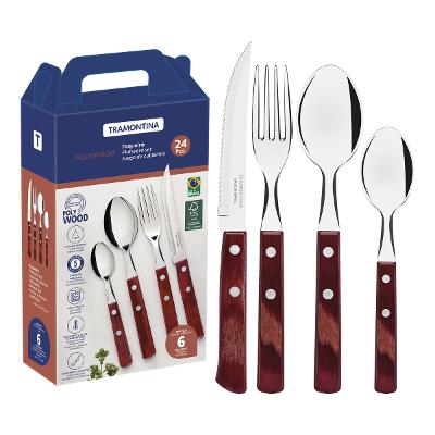 Faqueiro Tramontina Polywood 24 Peças Vermelho Inox