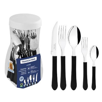 Faqueiro Tramontina Leme 20 Peças Aço Inox Preto