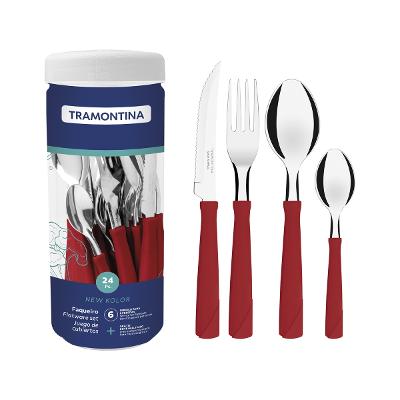 Faqueiro Tramontina New Kolor 24 Peças Aço Inox Vermelho