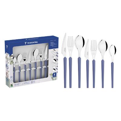 Faqueiro Tramontina Obelline 42 Peças Aço Inox Azul Boreal