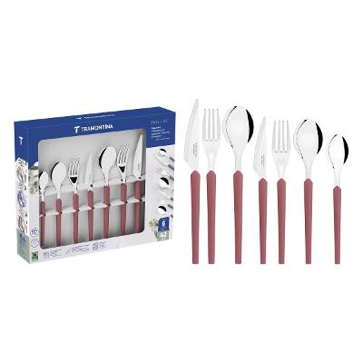 Faqueiro Tramontina Obelline 42 Peças Aço Inox Vinho Rubi