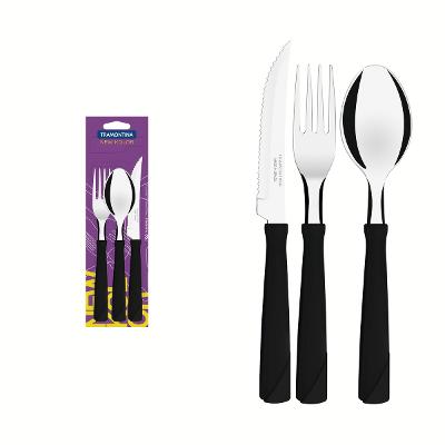 Faqueiro Tramontina New Kolor 3 Peças Aço Inox Preto