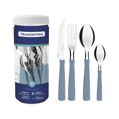 Faqueiro Tramontina New Kolor 24 Peças Aço Inox Azul