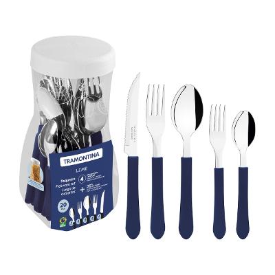 Faqueiro Tramontina Leme 20 Peças Aço Inox Azul