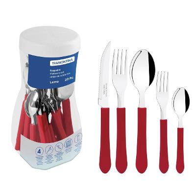 Faqueiro Tramontina Leme 20 Peças Aço Inox Cabo Vermelho