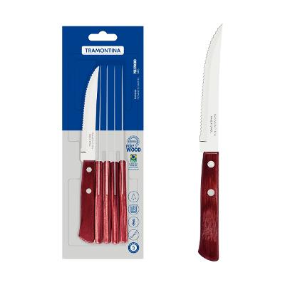 Jogo 6 Facas Para Churrasco Tramontina Polywood Vermelho