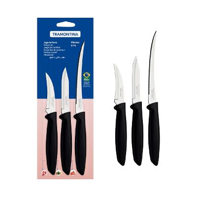 Jogo De Facas Tramontina Plenus 3 Peças Aço Inox Preto