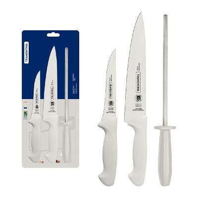 Jogo De Facas Tramontina Premium 3 Peças Branco Chaira