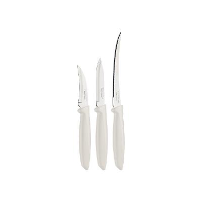 Jogo De Facas Tramontina Plenus 3 Peças Aço Inox Off White