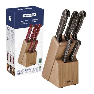 Jogo De Facas Tramontina Polywood 6 Peças Aço Inox