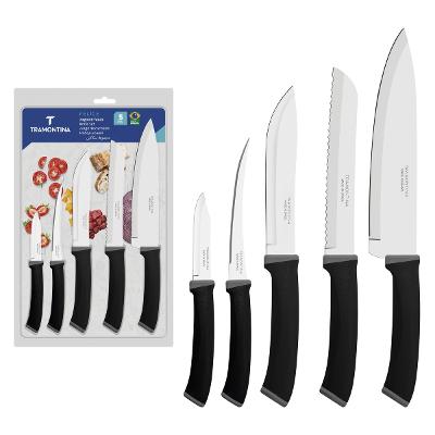 Jogo De Facas Tramontina Felice 5 Peças Aço Inox Preto