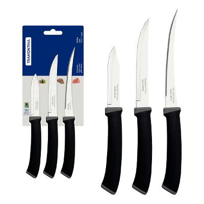Jogo De Facas Tramontina Felice 03 Peças Aço Inox Preto
