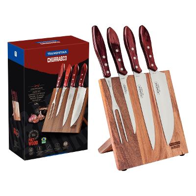 Jogo Para Churrasco Tramontina 5 Peças Aço Inox Vermelho