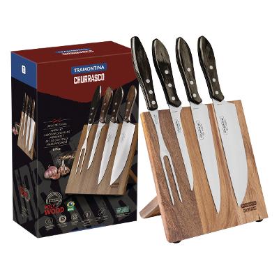 Jogo Para Churrasco 5 Peças Tramontina Polywood Inox