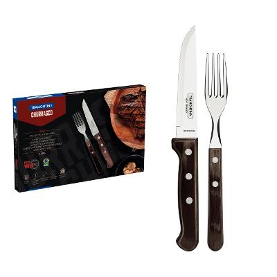 Jogo De Talheres Jumbo 12 Peças Tramontina Aço Inox Madeira