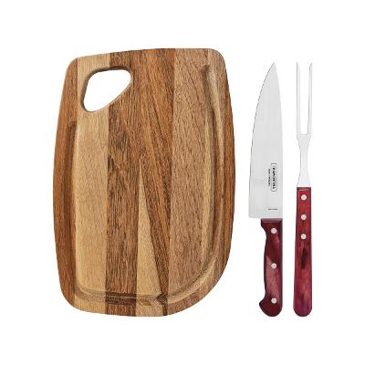 Kit Churrasco Tramontina 3 Peças Polywood Vermelho