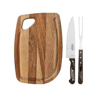 Kit Churrasco 3 Peças Tramontina Polywood Castanho