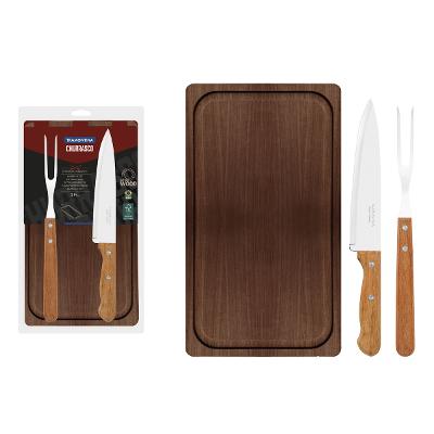 Kit Para Churrasco Tramontina 3 Peças Aço Inox E Madeira