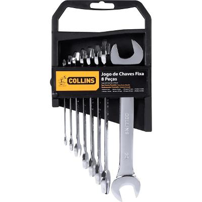 Jogo De Chave Fixa 8 Peças 6 A 22mm Aço Cromo Collins