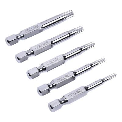 Jogo De Bits Torx 5 Peças 1/4'' 76mm Aço S2 Collins