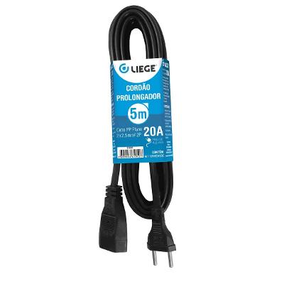 Cordão Prolongador 10M 20A PP 2x2,50 mm Preto Liege