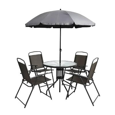 Conjunto Jardim 6 Peças Mesa Vidro 80cm Ombrelone Kala