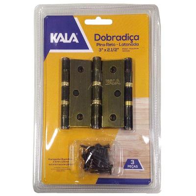 Dobradiça Pino Reto 3.1/2 X 3 Aço Latonado Kala 866920