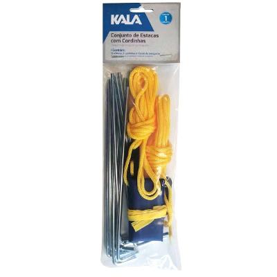 Kit 12 Estacas 17,5cm 2 Cordinhas 3m Kala 355614 Camping
