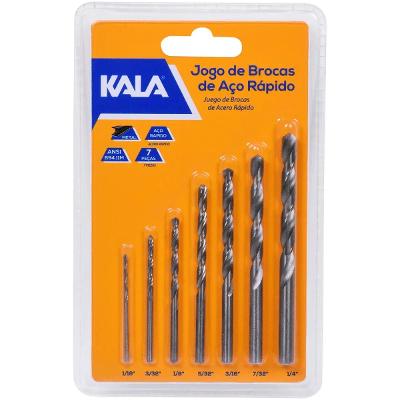 Jogo De Brocas Aço Rápido 7 Pçs 1/16 A 1/4 Kala