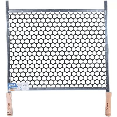 Grelha Moeda 60x40cm Aço Galvanizado Cabo Madeira Kala