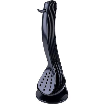 Kit De Cozinha 06 Peças Com Suporte Kala Plástico Preto
