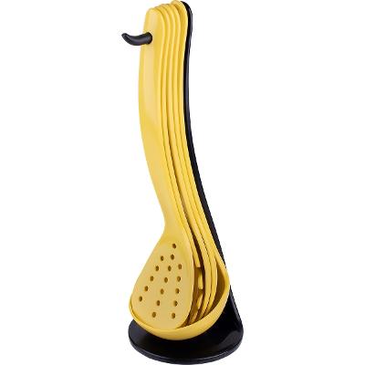 Kit De Cozinha 06 Peças Com Suporte Kala Amarelo BPA