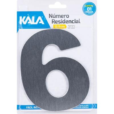 Número Residencial N6 12,5cm Aço Escovado Kala