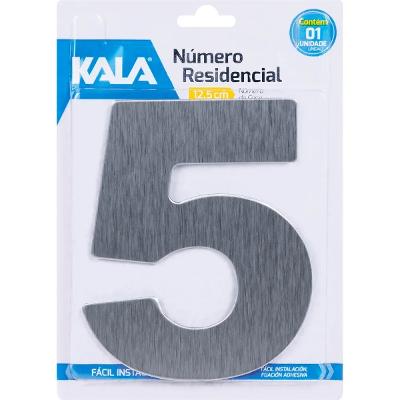 Número Residencial N5 Aço Escovado 12,5 Cm Kala