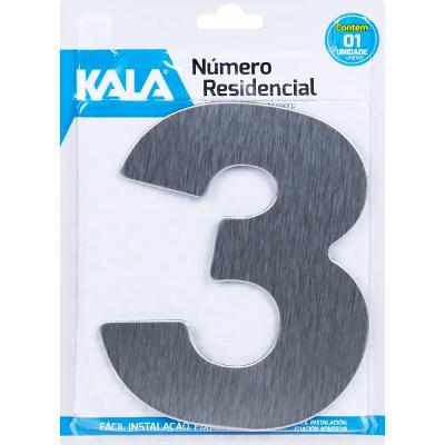 Número Residencial N3 12,5cm Kala Aço Escovado