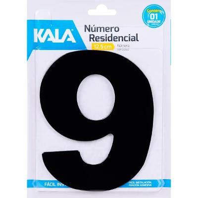 Número Residencial N''9 12,5cm Preto Kala Adesivo