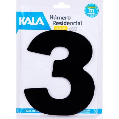 Número Residencial N''3 12,5 Cm Preto Kala