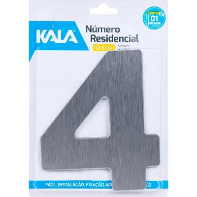 Número Residencial 4 12,5cm Aço Escovado Kala