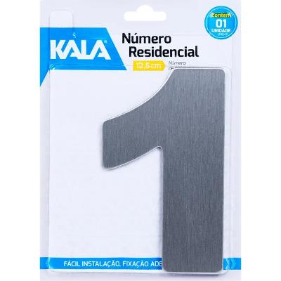 Número Residencial 1 12,5cm Aço Escovado Kala