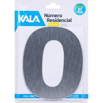 Número 0 Residencial Aço Escovado 12,5cm Kala
