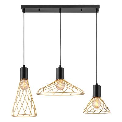 Pendente Faial 790mm Bivolt Preto E Dourado Kala
