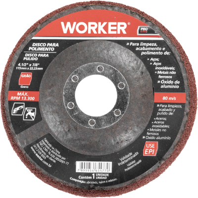 Disco De Polimento Worker 4.1/2 Polegadas 115mm Grão 320