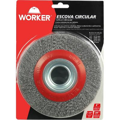 Escova Circular Aço Worker 6 Polegadas 31,75mm 6000 Rpm