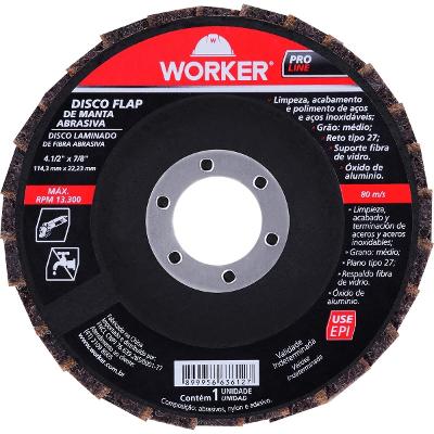 Disco Flap Manta Abrasiva Worker 4.1/2 Polegadas Grão 40
